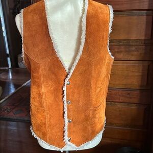 VINTAGE Men’s Suede and Faux Sherpa Vest Sz S